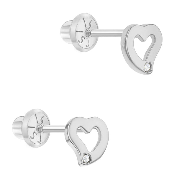 Baby Diamond Earrings Screw Back .10TCW | 14K White Gold