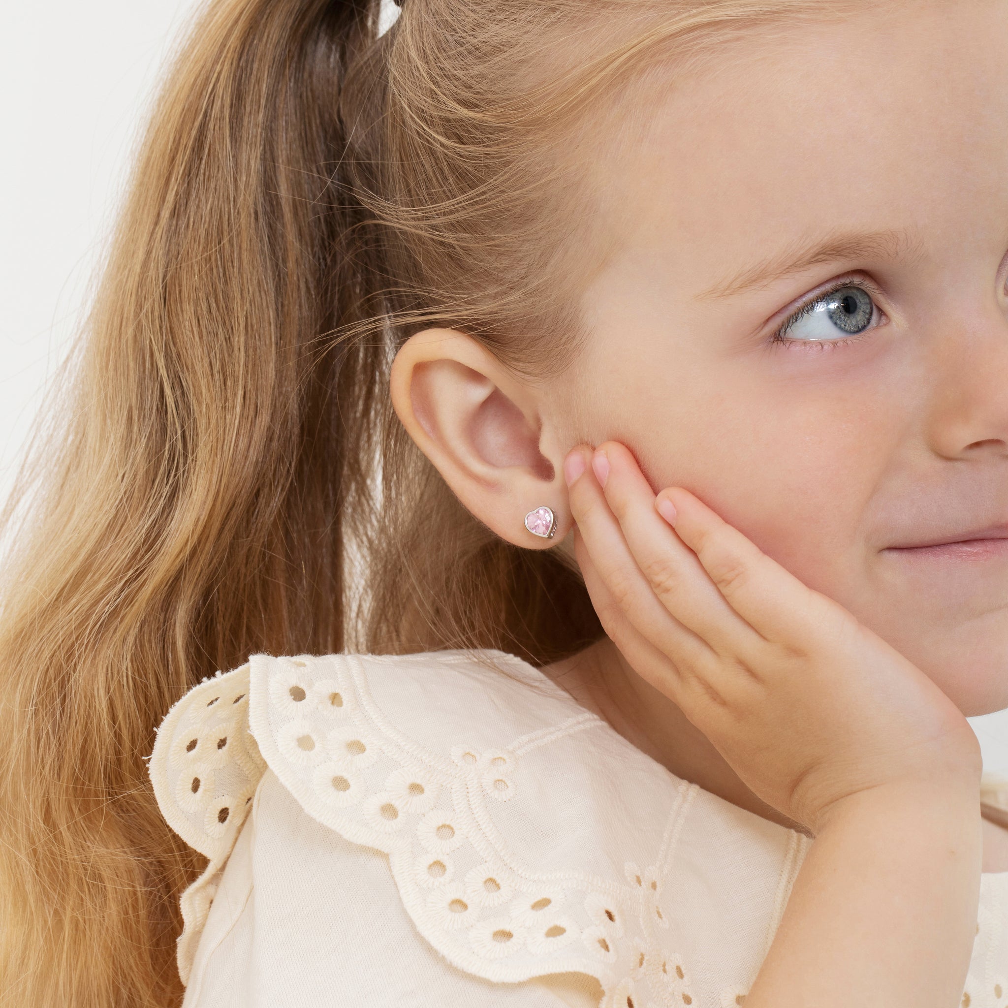 14k Gold Flower Freshwater Pearl Baby / Toddler / Kids Earrings Safety