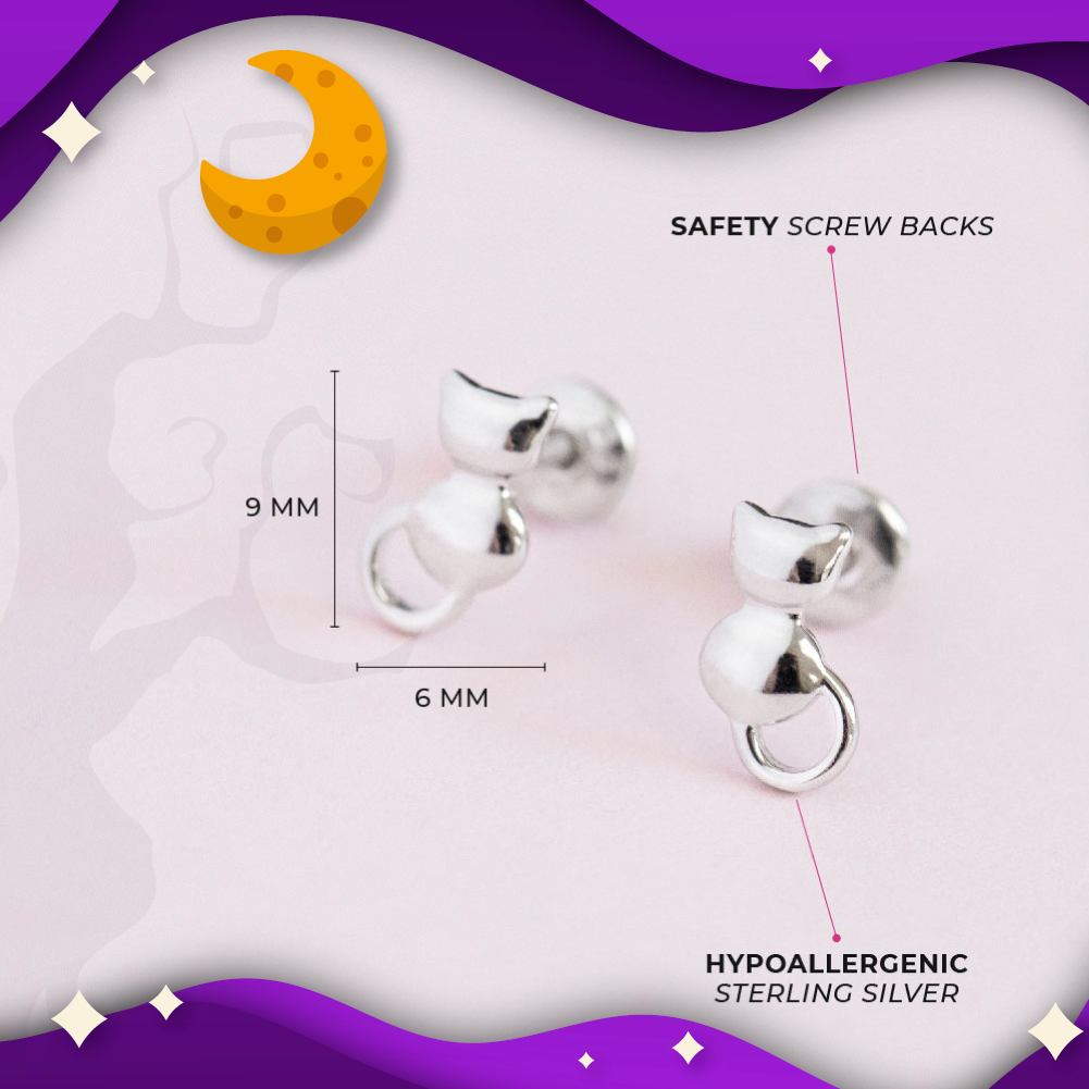 Halloween Trio Kids / Children's / Girls Earrings Screw Back Set Enamel - Sterling Silver