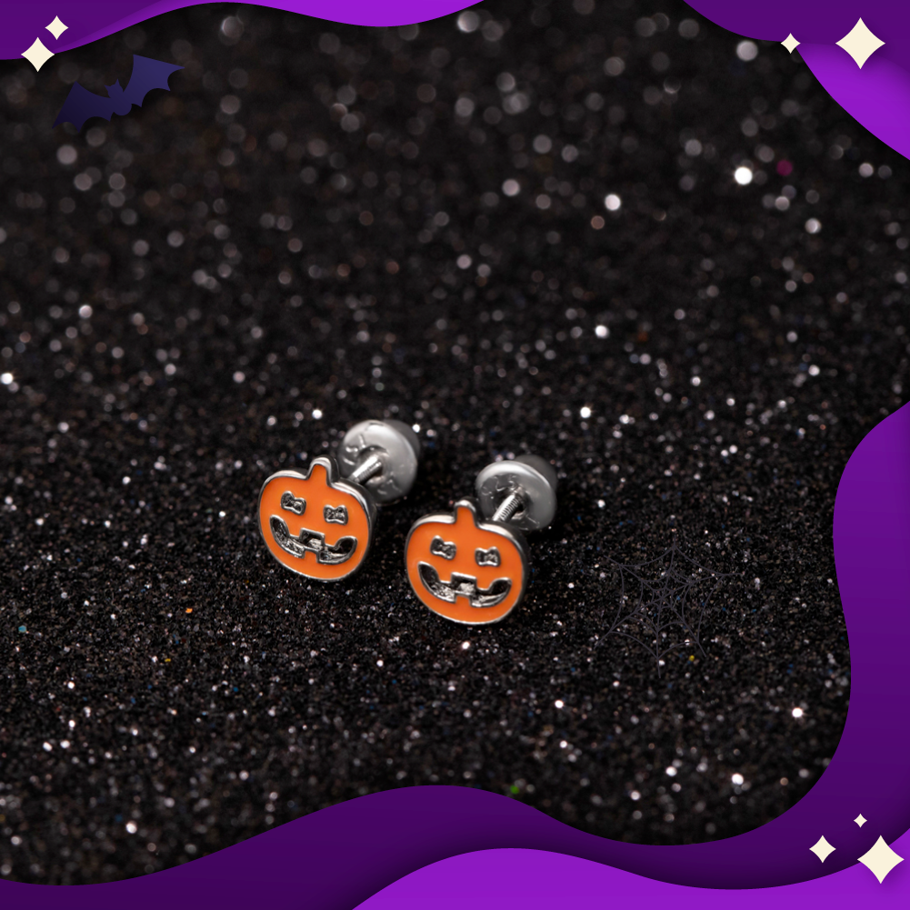 Halloween Trio Kids / Children's / Girls Earrings Screw Back Set Enamel - Sterling Silver