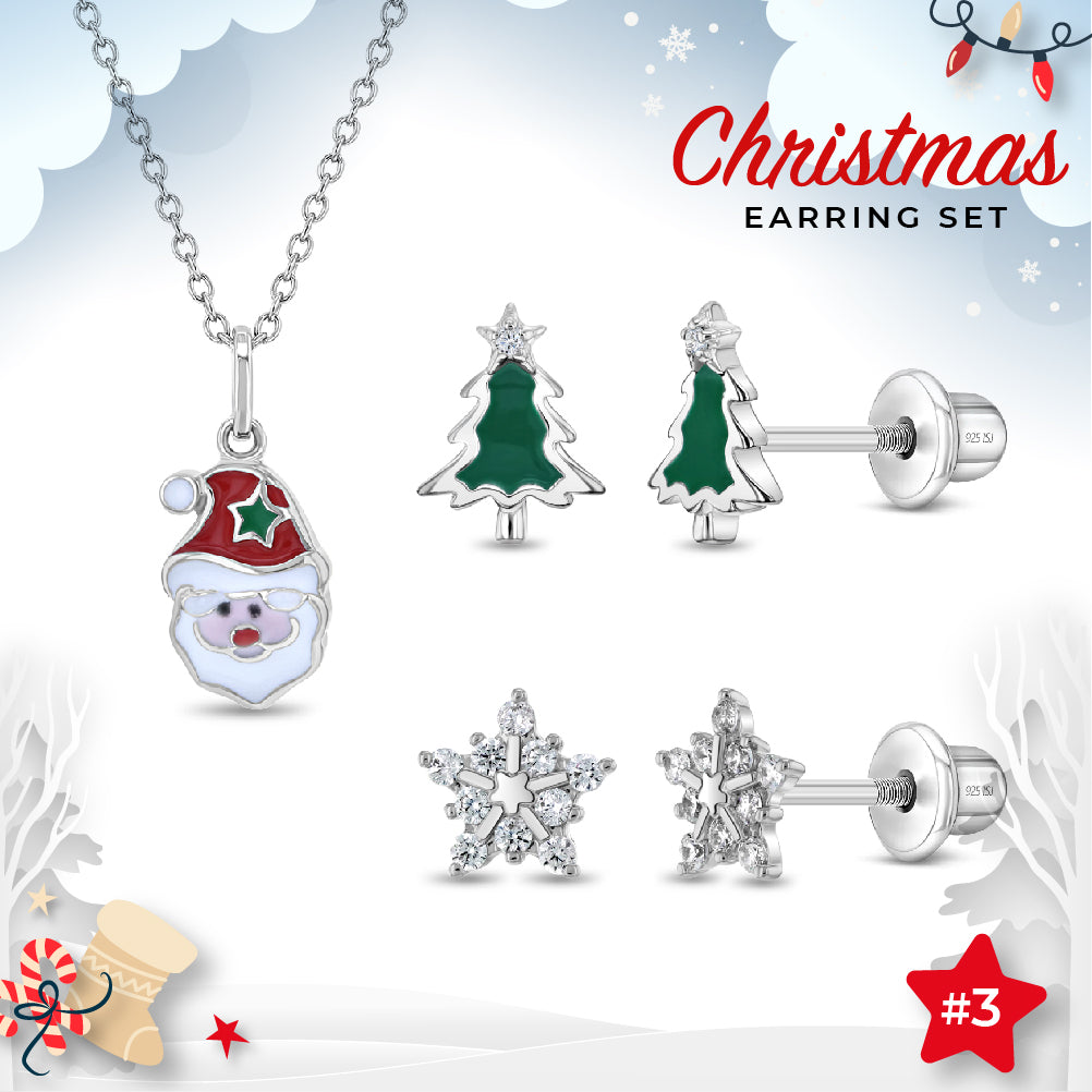 Holiday Magic Kids / Girls Earrings Jewelry Set - Sterling Silver