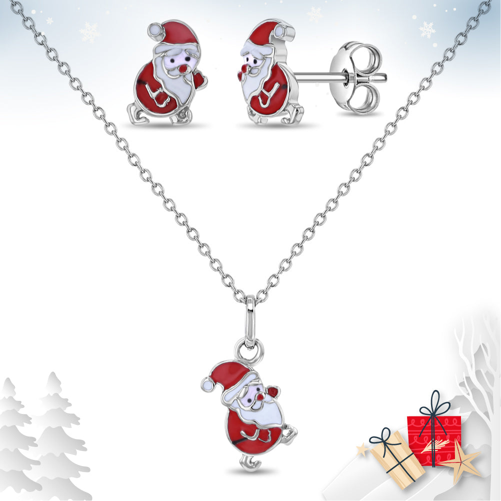 Christmas Santa Kids / Children's / Girls Jewelry Set - Sterling Silver