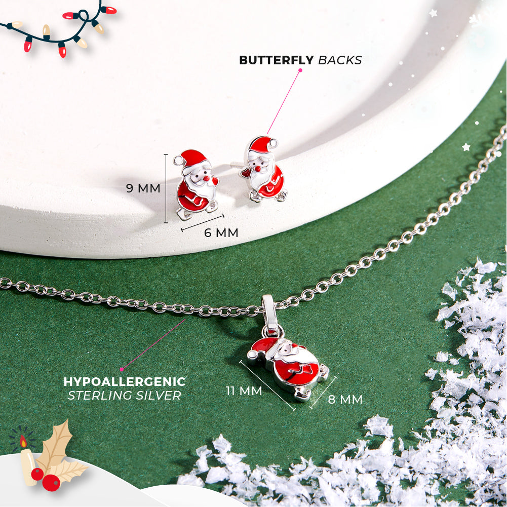 Christmas Santa Kids / Children's / Girls Jewelry Set - Sterling Silver