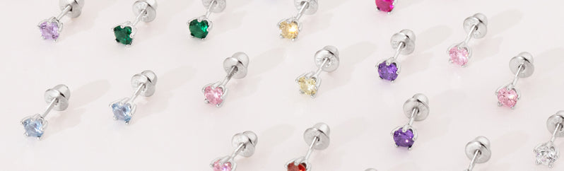 Girls Birthstone Earrings in Sterling Silver - BeadifulBABY