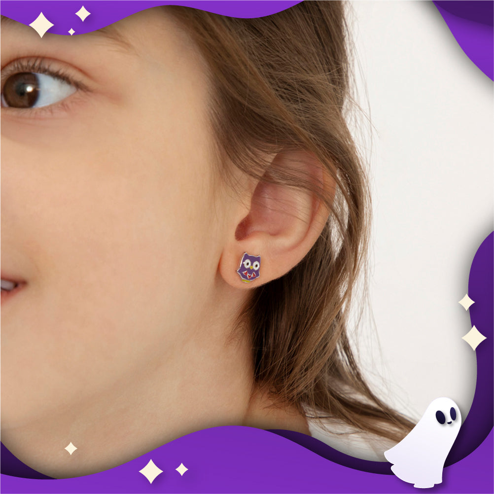 Frightening Delights Kids / Children's / Girls Earrings Screw Back Set Enamel - Sterling Silver