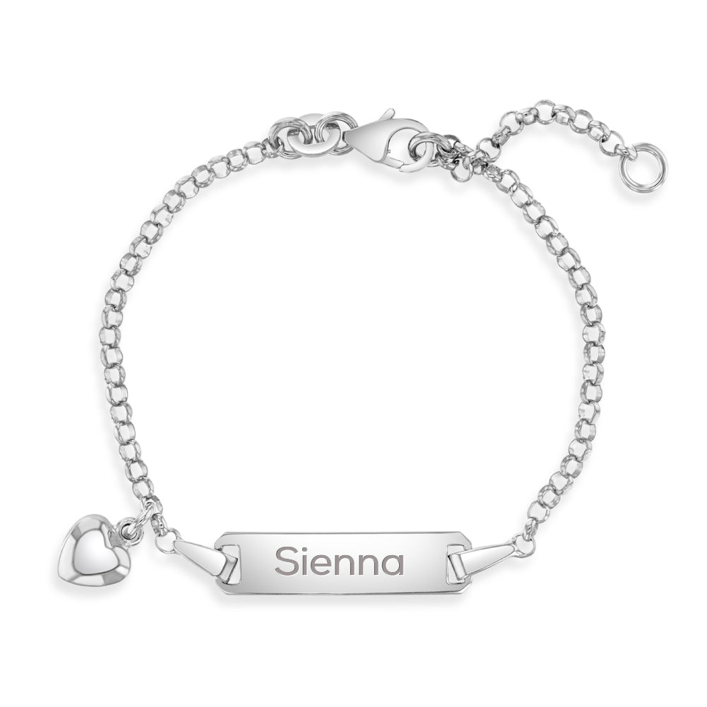 Children's Silver Personalised Heart Charm Bracelet – Bijou Jewellery