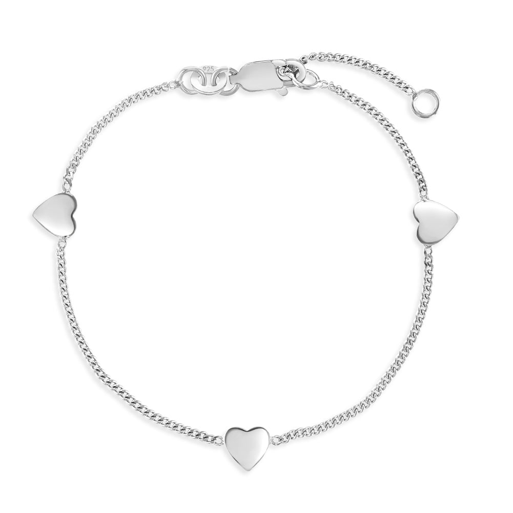 6"-7" Chain of Hearts Women's Bracelet - Sterling Silver