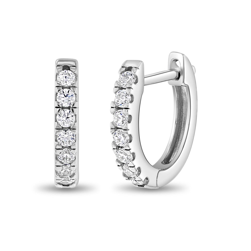 Pave Hoop Women's Earrings - Sterling Silver