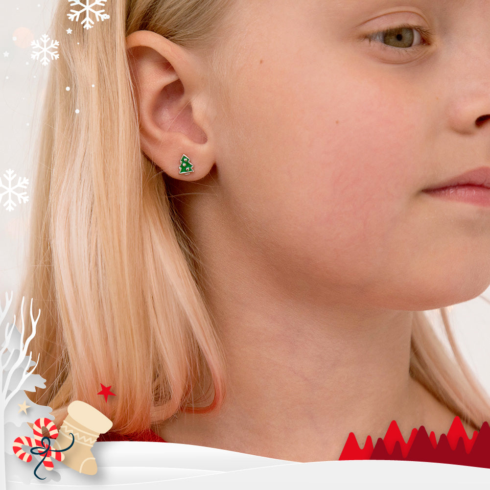 Holiday Cheer Kids / Girls Earrings Screw Back Set - Sterling Silver