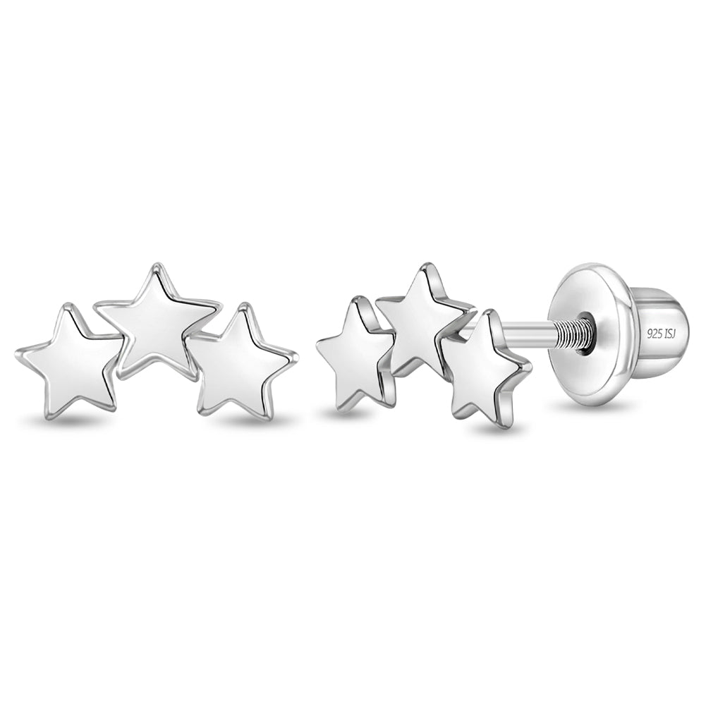 Banded Stars Women's Earrings - Sterling Silver