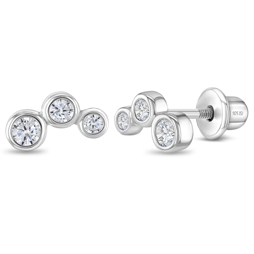 Cubic Zirconia Climber Women's Earrings - Sterling Silver