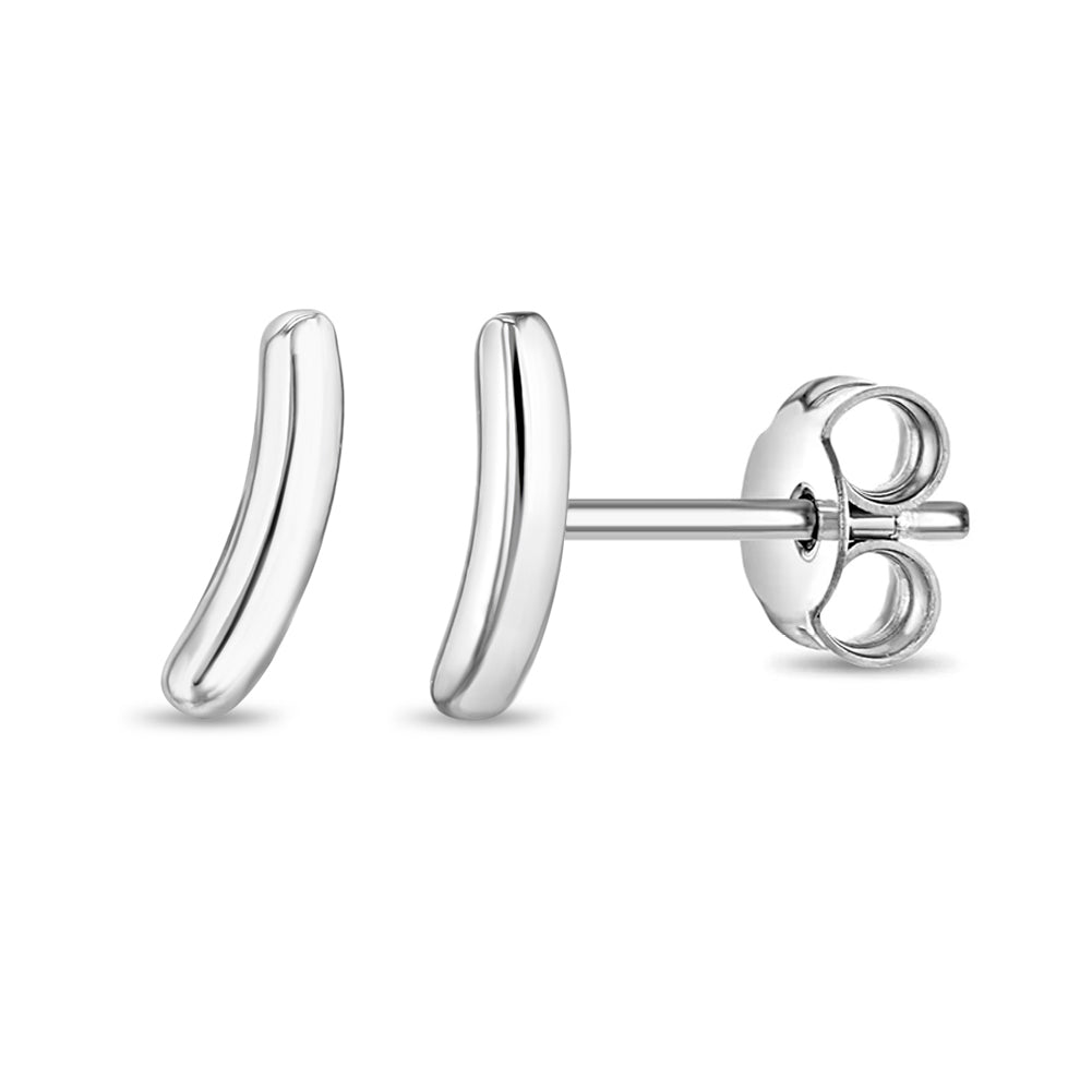 Curved Bar Kids / Children / Girls Earrings - Sterling Silver