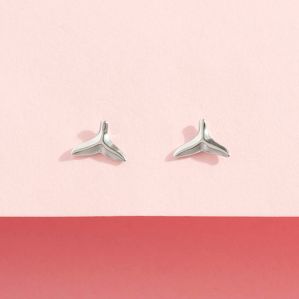 Whale Tail Kids / Children's / Girls Earrings Screw Back - Sterling Silver