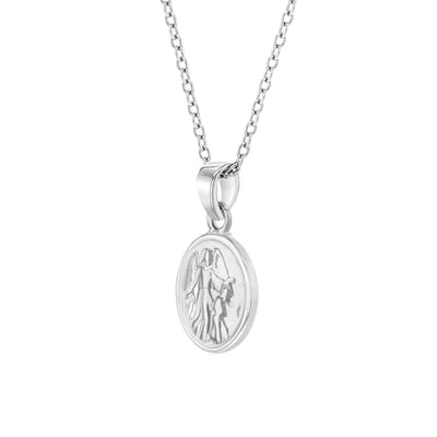 Guardian Angel Medal 10mm Toddler/Kids/Girls Necklace Religious - Sterling Silver