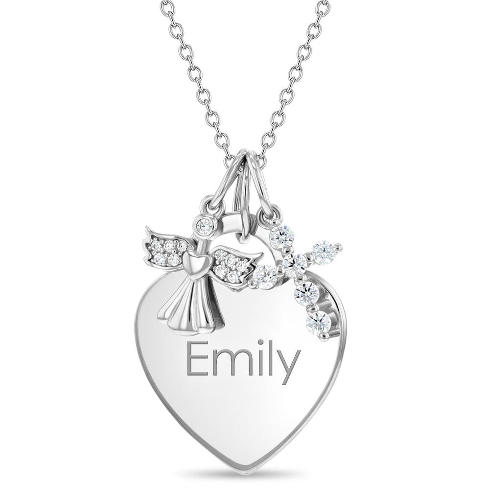 925 Sterling Silver Polished Hearts Necklace Jewelry Set for Young Girls at in Season Jewelry