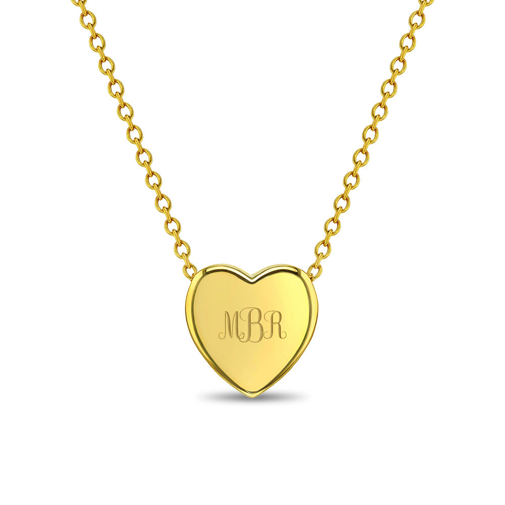 10K Gold Upside Down Heart With Small Diamond Flower Pendant Necklace