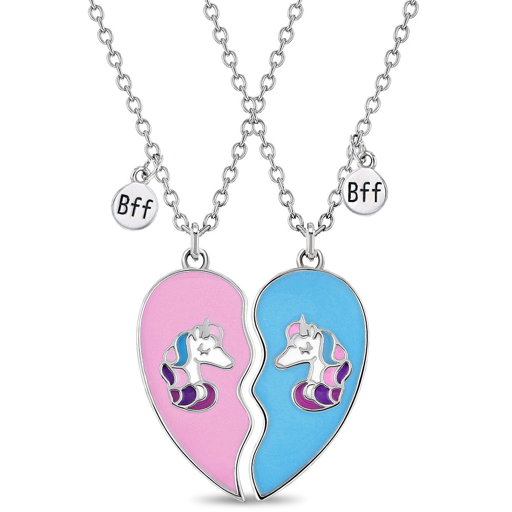 925 Sterling Silver Pink & White Enamel Heart Unicorn Necklace Pendant for  Girls 16 - Body Pierce Jewelry