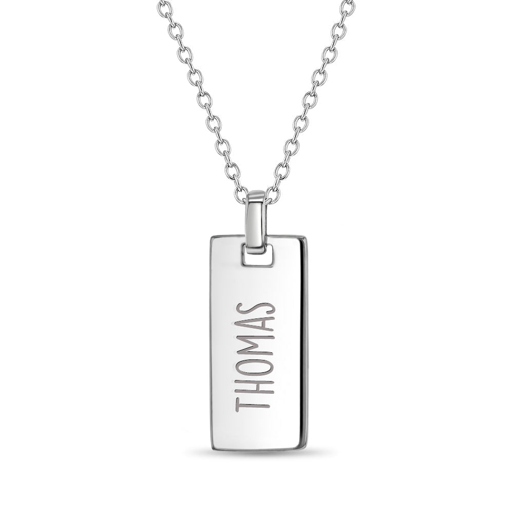 Square Tag Kids / Children's / Boy's Pendant/Necklace Engravable - Sterling Silver