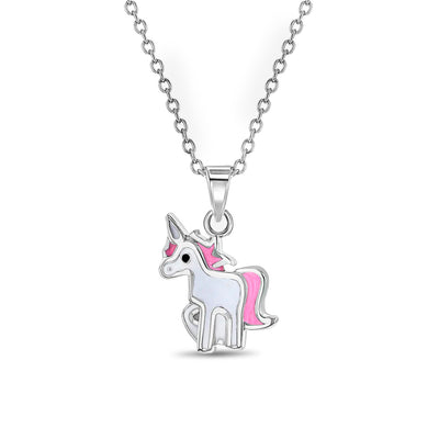 Dazzling Unicorn Toddler / Kids / Girls Pendant/Necklace Enamel - Sterling Silver