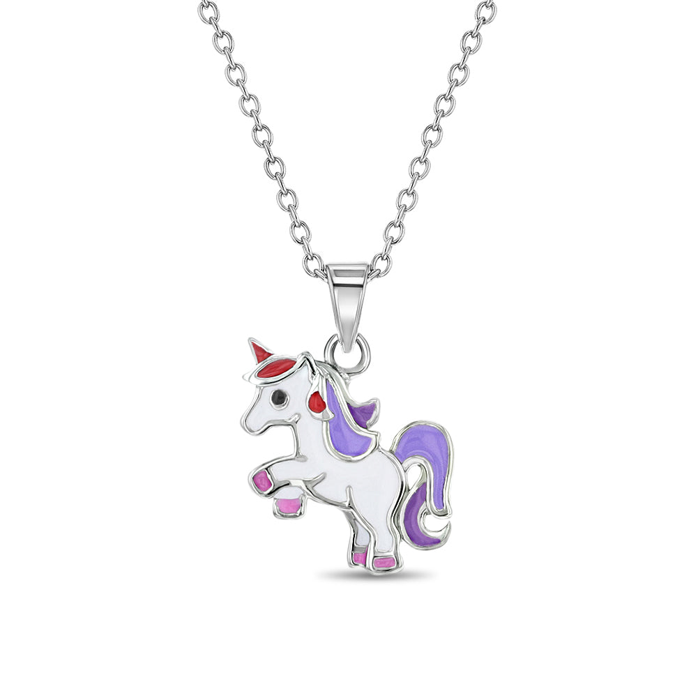 Diamond Flying Unicorn Pendant Necklace - 14K Rose Gold