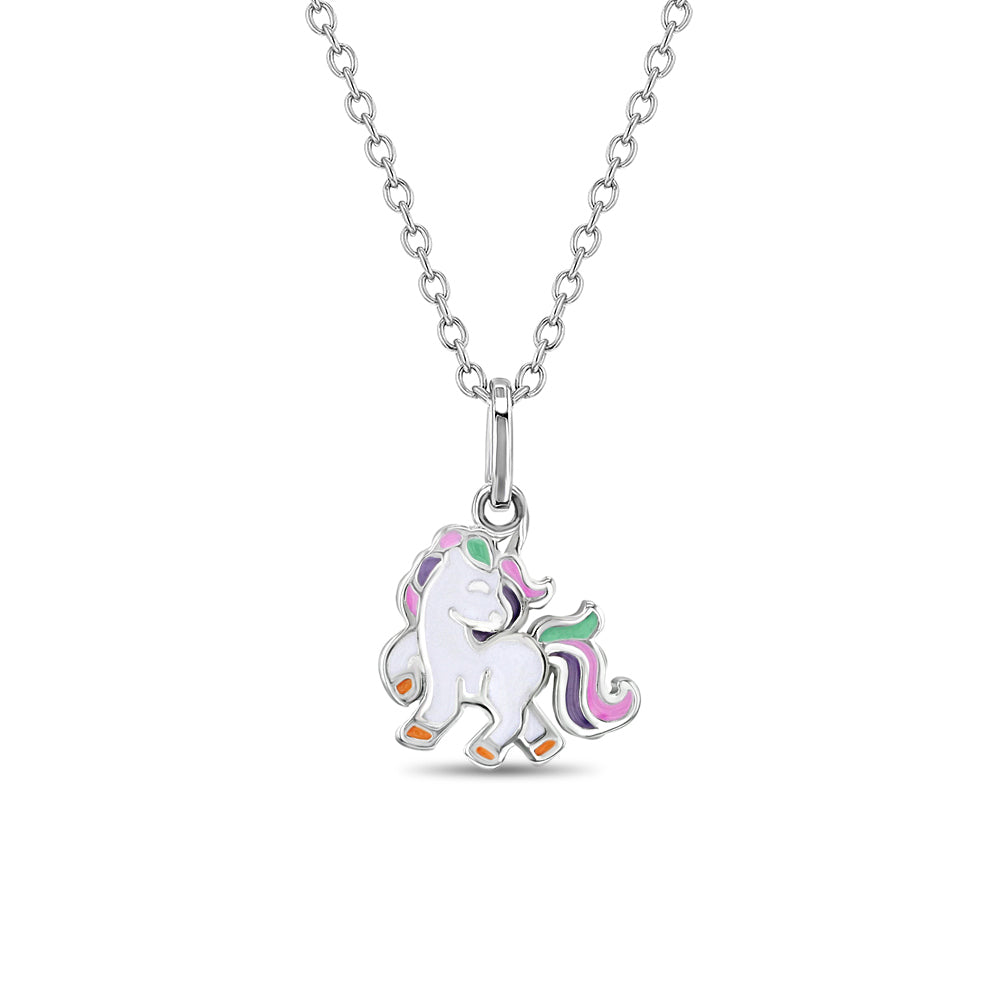 Fancy Galloping Unicorn Kids / Children's / Girls Jewelry Set - Sterling Silver