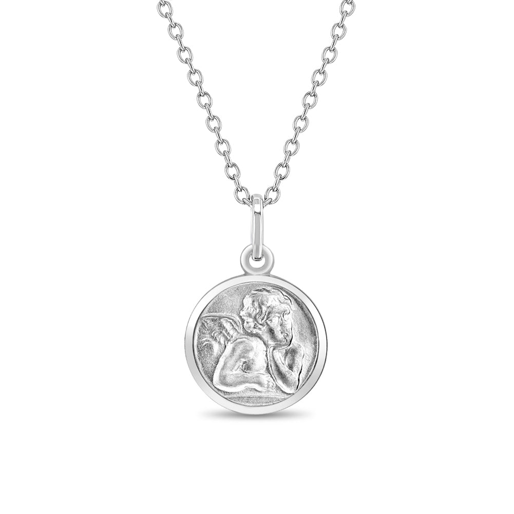 Guardian Angel Medal 11mm Toddler/Kids Necklace Religious - Sterling Silver