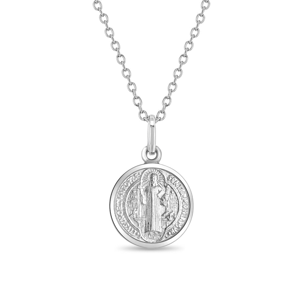 Saint Benedict Medal 13mm Toddler/Kids Necklace Religious - Sterling Silver