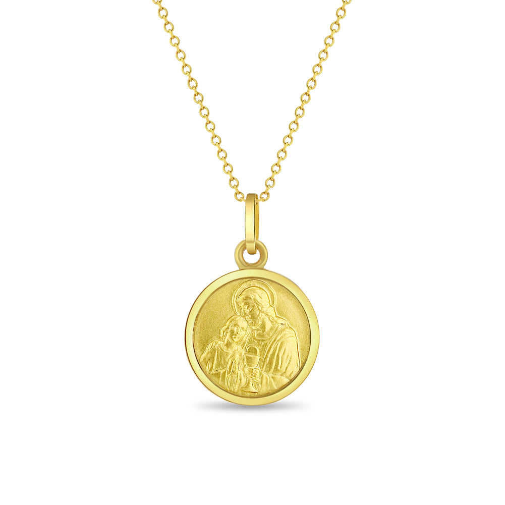 First Communion Medal 13mm Toddler/Kids Necklace Religious - Gold Plated Sterling Silver