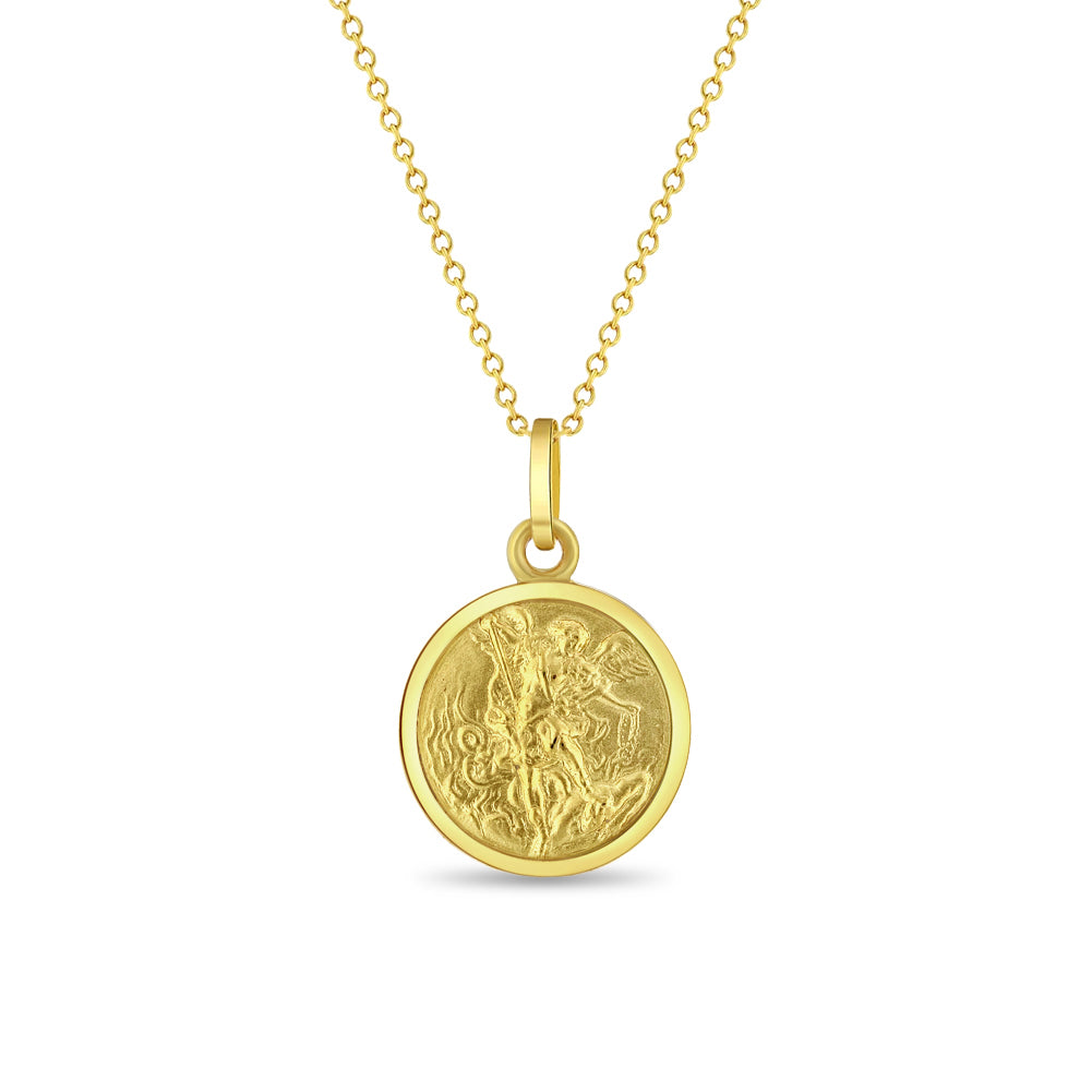 Saint Michael Medal Toddler/Kids Pendant Necklace Religious - Gold Flashed Sterling Silver