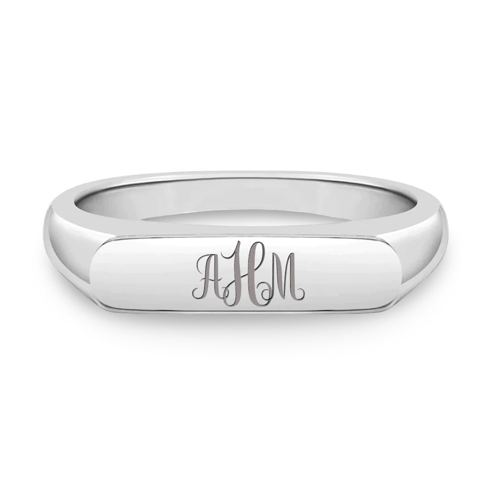 Silver Signet Monogram Ring