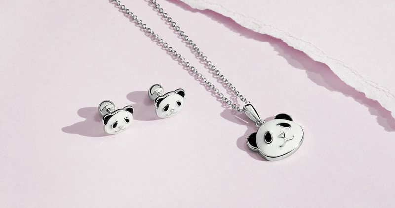 Cute Panda Kids / Children's / Girls Pendant/Necklace Enamel - Sterlin