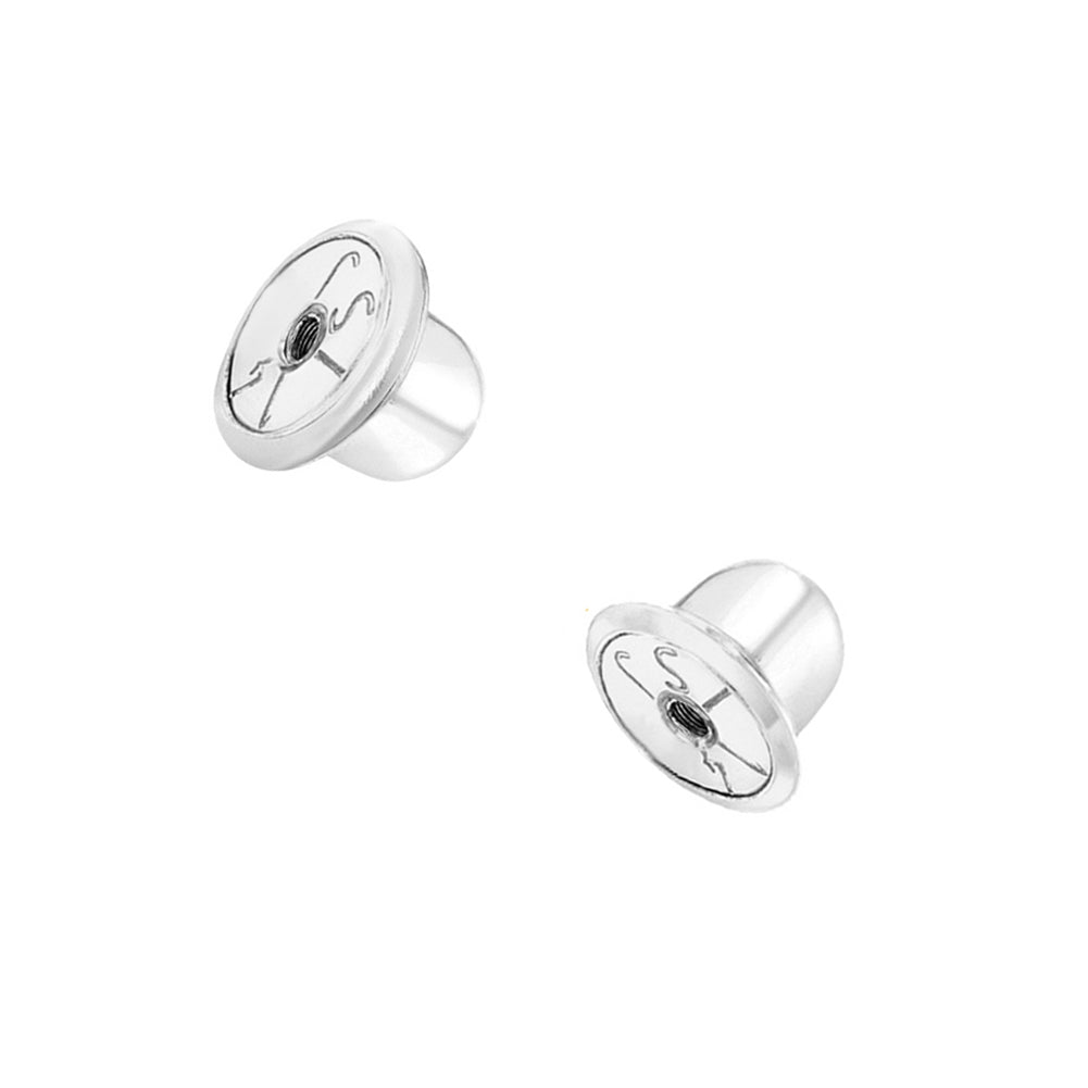 Two Earring Back Replacements |14K Solid White Gold | Threaded Screw on  Screw off | Quality Die Struck | Post Size .032 | 2 Backs