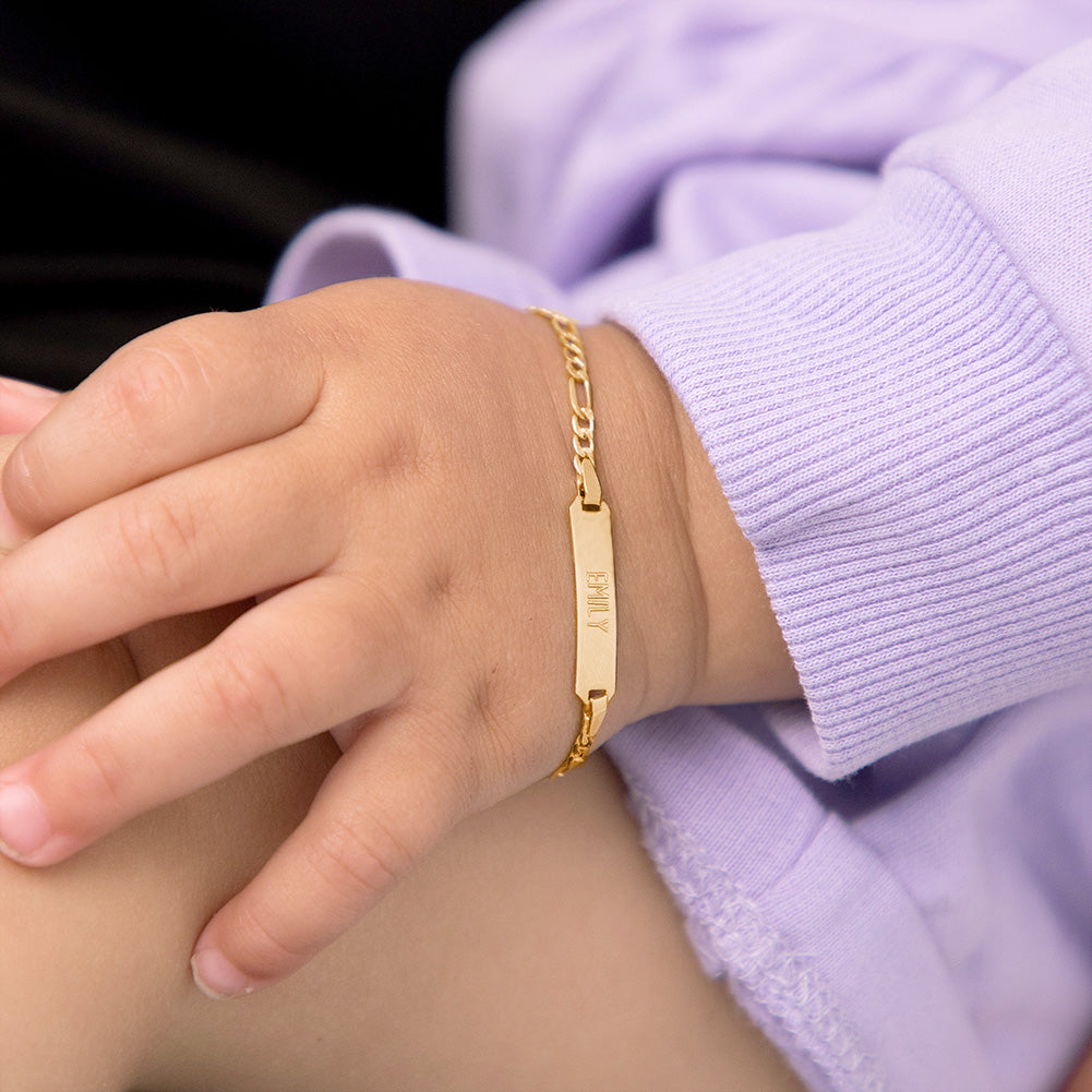 Classic Baby/Children's Engraved ID Bracelet for Girls - 14K Rose Gold