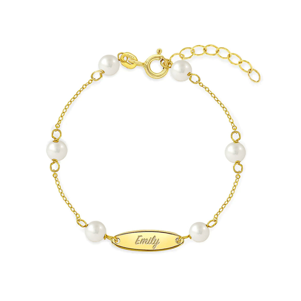 Natural Pearl String of Love Bracelet - 14K Yellow Gold | Gift for Her | Magal Jewelry