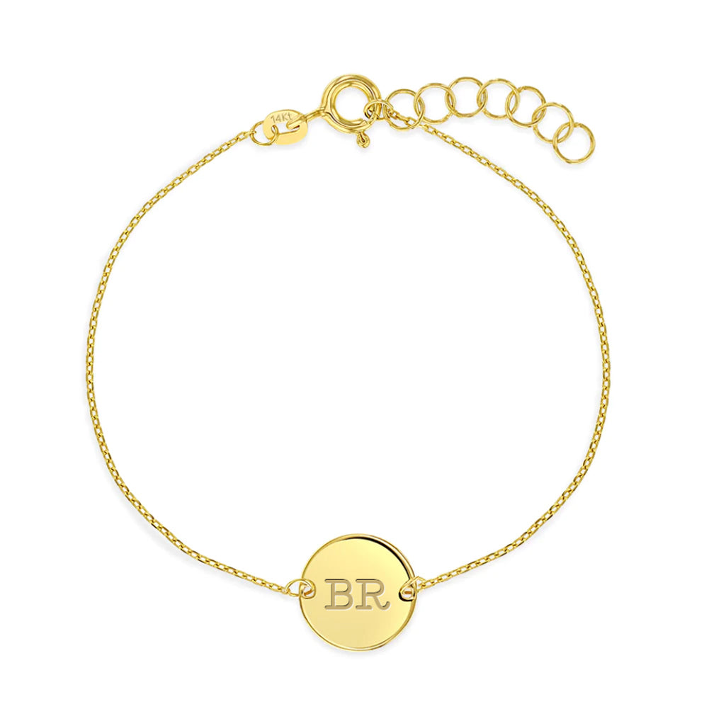 Personalized Classic 1 Letter & 1 Birthstone Bracelet in 14k Gold