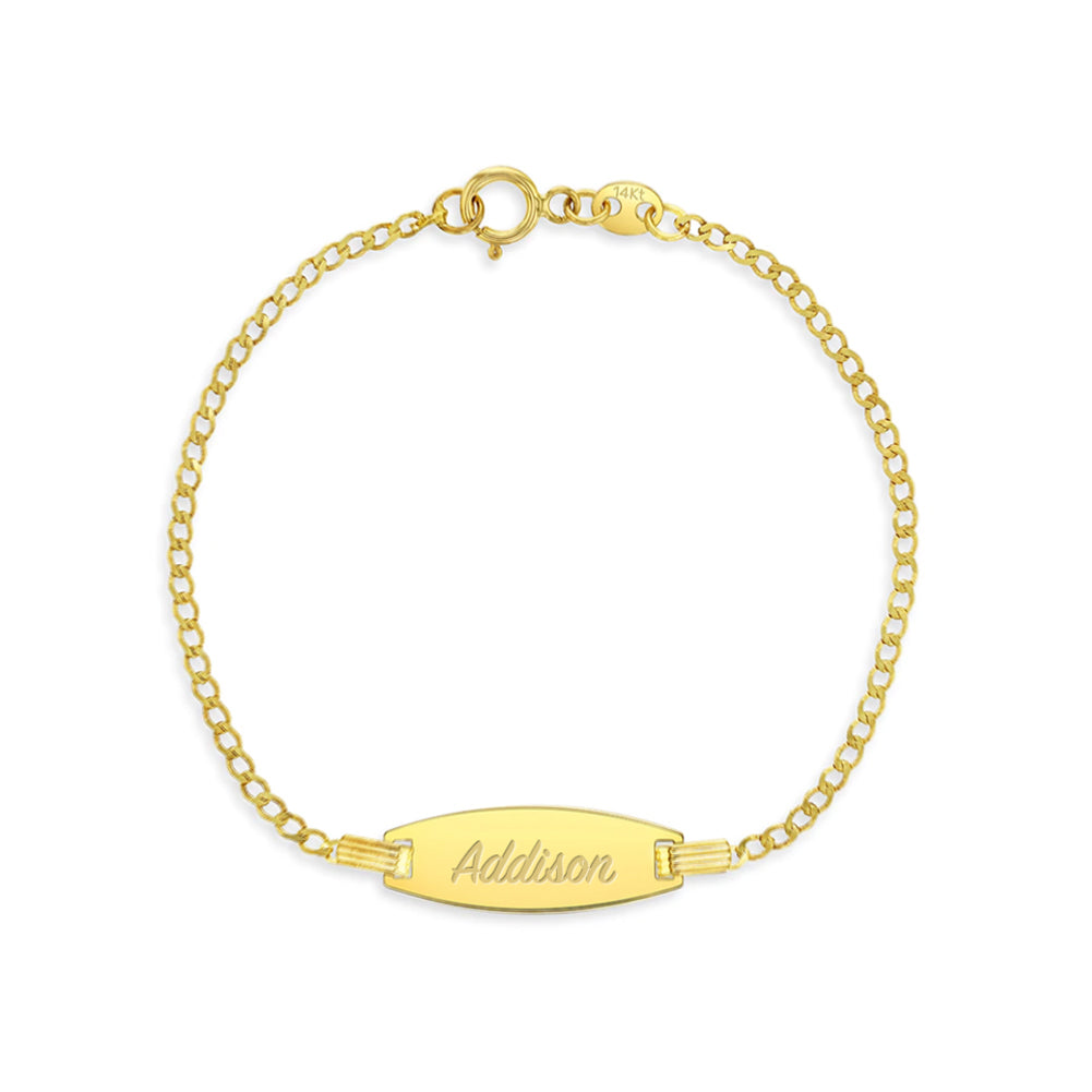 Follow Your Heart, Baby/Children's Engraved ID Bracelet for Girls - 14K Gold