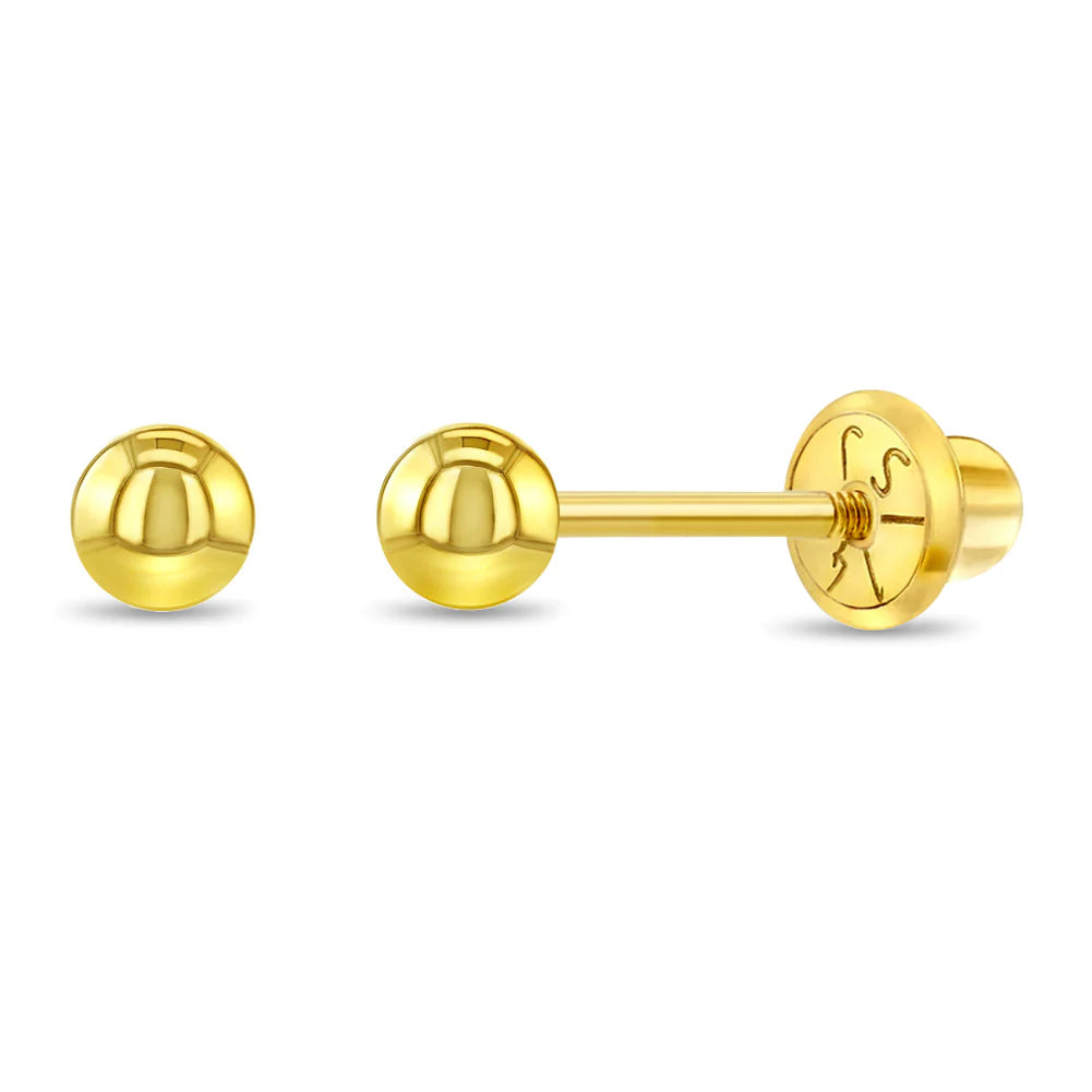 14k White Gold Ball Stud Earrings with Secure and Comfortable