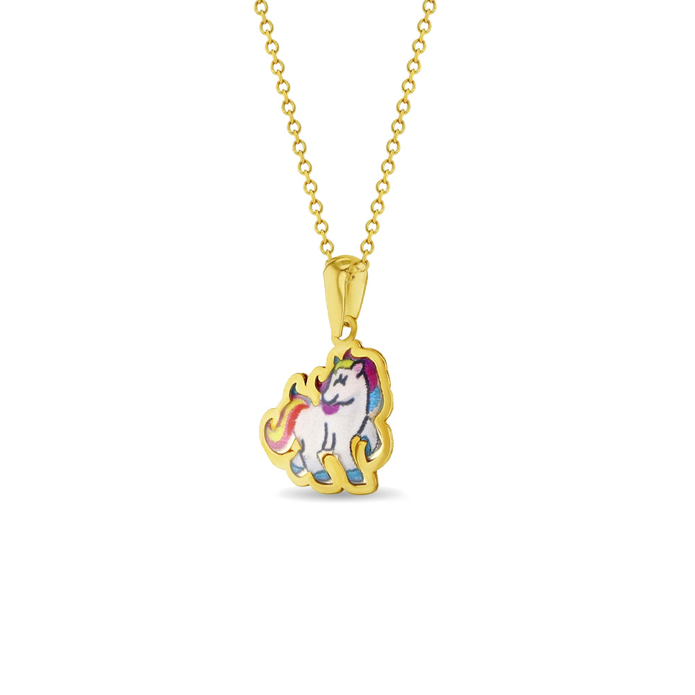 Rainbow Unicorn Pendant Necklace for Girls Ages 3-10