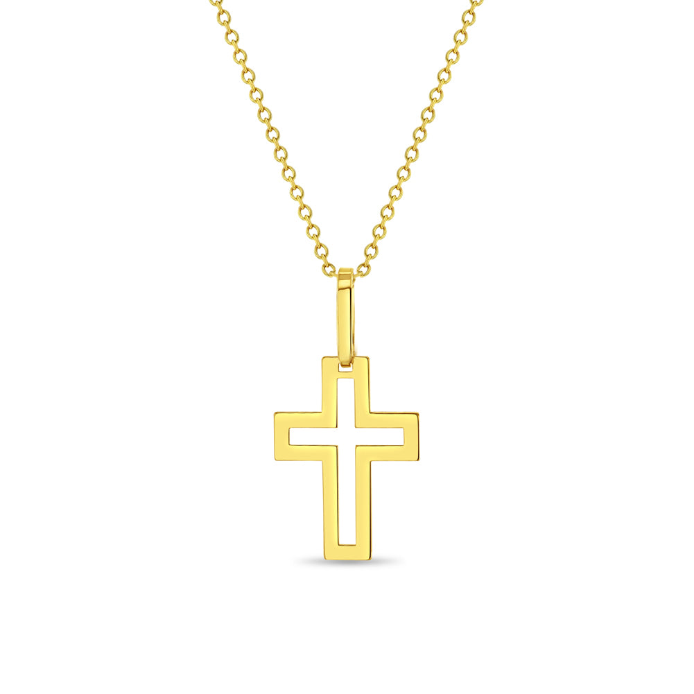 14k Gold Bold Cross Outline Kids / Children's / Girls Pendant/Necklace